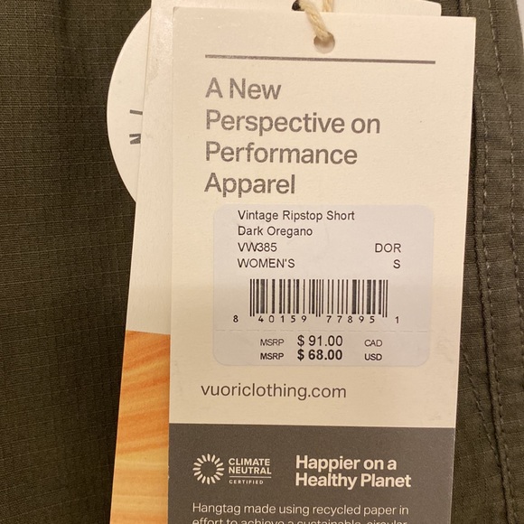 Women’s Vuori vintage, ripstop, short dark, oregano, size small - Picture 2 of 8